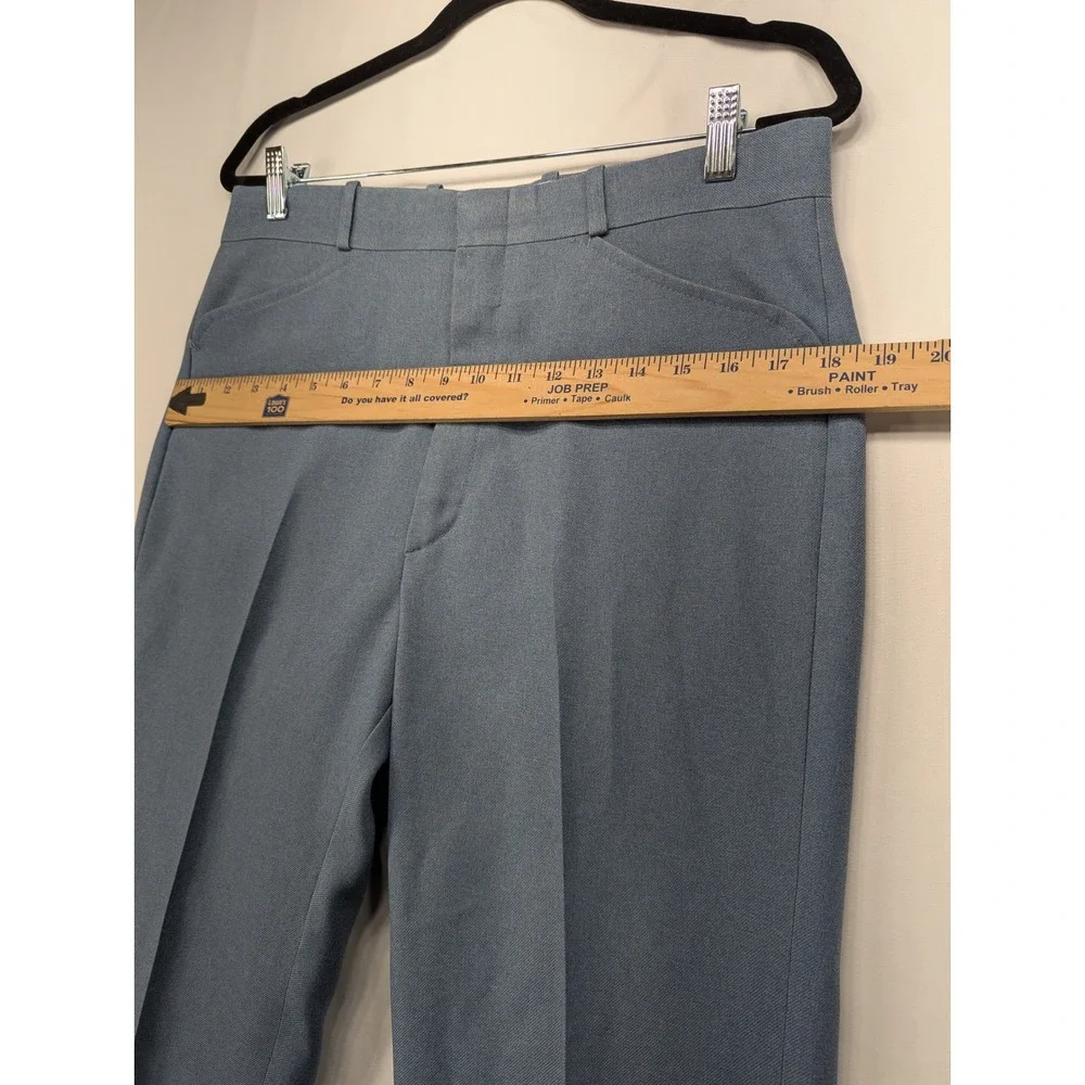 Vintage Western Slacks Blue Slate Straight Leg High Rise‎ Trousers 32x30
